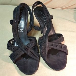 Black Suede Anne Klein Sandals